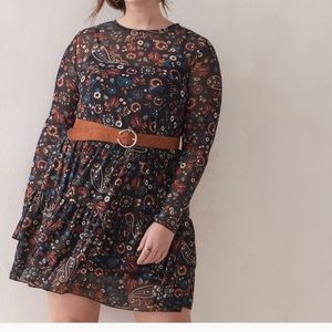 Paisley ruffle mesh dress.